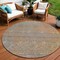 Edge Collections - 8' - Gray - Abstract Washable Round Area Rug for Indoor and Outdoor Use - 1 Piece